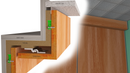 Star Hanger, Green Glide & Ceiling Clip work together to mount a wood soffit. 